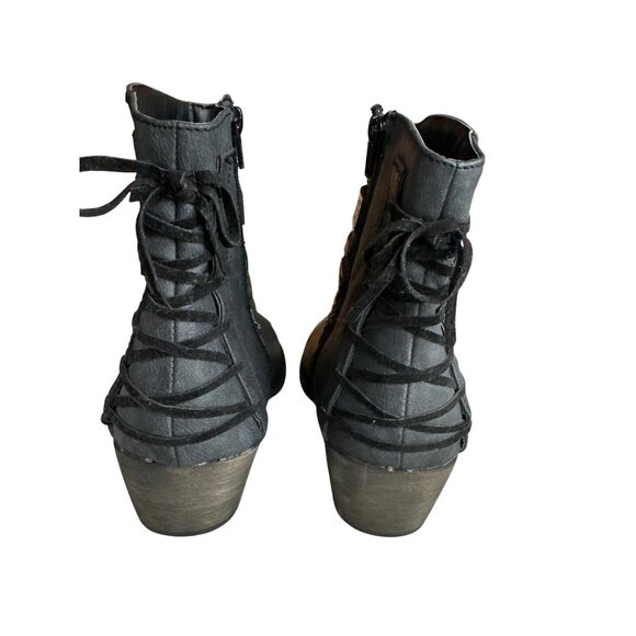 Jellypop Ankle Boots Dorothy Black Heeled Braided & Studded Straps Western 11 - Picture 3 of 8